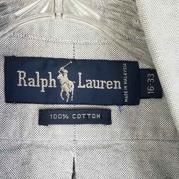 Polo Ralph Lauren Oxford Shirt Mens Size Large L 16 Button Down Solid Blue - Picture 9 of 10
